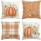 Artoid Mode Orange Eukalyptus Blätter Streifen Kürbisse Herbst Kissenbezüge 4er Set, 40x40 cm Zierkissenbezug Cushion Cover Couch Wohnzimmer Deko