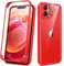 Kmofizle 360 Grad für iPhone 12 Hülle mit Eingebaut Glas Schutzfolie und Kameraschutz, Stoßfest Stoßfänger Fullbody Handyhülle für iPhone 12 (6.1 Zoll) - Rot