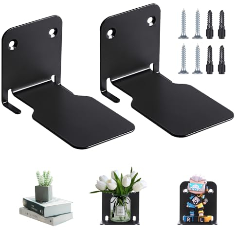 YuanbaoTt 2 Stück Unsichtbares Bücherregal Wand, Schwarzes Schwebendes Regal Bücherregal, Schweberegal, Metall Kleine Wandregale, Schwebende Bücher Regal, Deko schwimmendes Regal für Büro Wohnzimmer