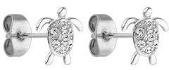 PURELEI® White Turtle Ohrringe (Gold, Silber, Rosegold), Wasserfeste Damenohrringe, Ohrstecker in Schildkrötenform aus Edelstahl mit Edelstein, Geschenk für Frauen (Silber)