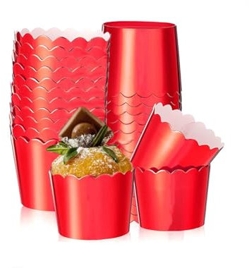 50 Stück Cupcake-Förmchen, 100 ml, Folien-Backförmchen, Einweg-Muffinförmchen, Cupcake-Förmchen, für Hochzeit, Geburtstag, Party, Rot