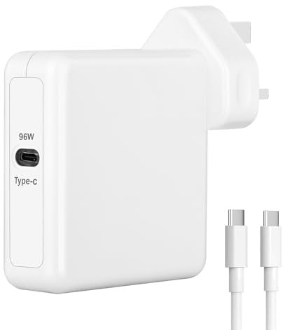 MacBook Pro 96W USB-C Fast Charger for MacBook Air, iPad Pro, iPhone 15, Laptop Type C Charger with Fast Charging, Includes Charge Cable