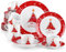 VEWEET, Série CHRISTMASTREE, Service de Table de Noël en Porcelaine, 30 Pièces pour 6 Personnes avec Assiette Plate, Assiette à Dessert, Assiette Creuse, Tasse et Soucoupe, Va au Lave-vaisselle