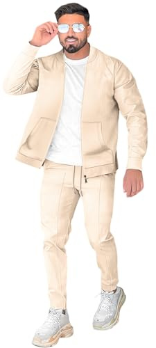 DONYKARRY Tracksuits Da Uomo 2 Pezzi Camicia Sportiva Con Colletto Da Baseball Felpa Set Tuta Da Uomo Allenamento Top & Bottom Set Sport Jogging Suit Set