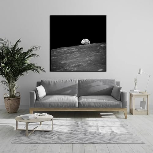 BMGKYAGL Apollo Earthrise Foto Moderne Wandkunst Kunstdruck Raum Poster Erde Bild Home Decor 80x80cm Rahmenlos