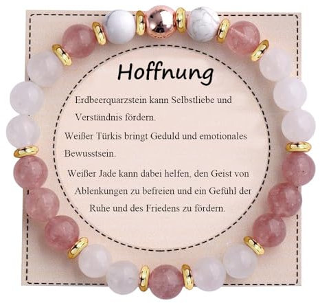 UEUC Heilstein-Perlenarmband für Frauen, Armband mit natürlichen Edelsteinen, Gleichgewichtsschutz, spirituelles Kristallperlenarmband zur Angstlinderung mit Bedeutungskarte(#14)