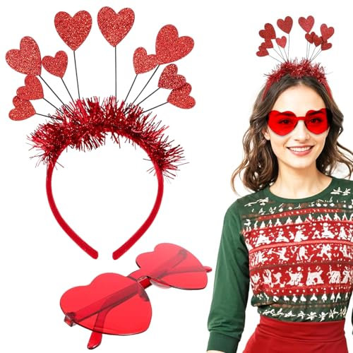 Bipl Herzförmiger Haarreif, Rot, Kopfschmuck-Set, Damen, Paare, Kinder, Valentinstag, Frauen