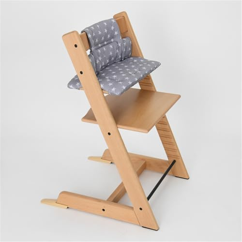 Chickwin Hochstuhl Sitzkissen 2-Teilig, Hochstuhl Kissen Universal Hochstuhl Kissen Abwaschbar Rutschfest für Ähnliche Treppenhochstühle (Graue Sterne,45 * 27)