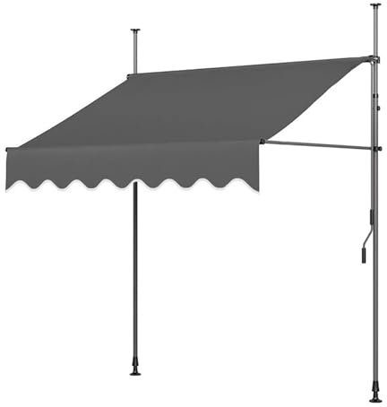 Sonnensegel für den Außenbereich, mit Handkurbel, UV-beständig und höhenverstellbar, graue Halterung, A, 2 m