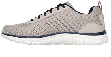 Skechers Mens Track Leshur, Taupe/Navy, 7 Wide