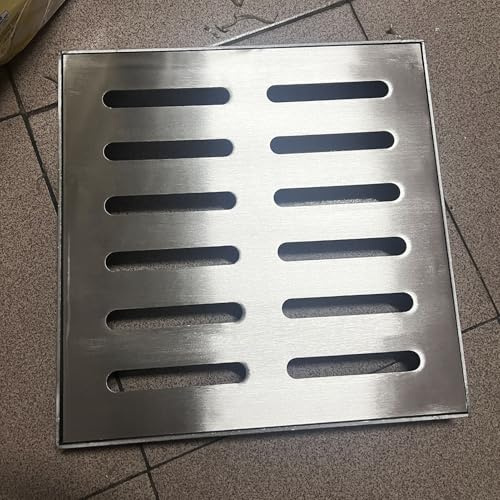 Entwässerungsrinne Quadratische Metall-Abflussgitterabdeckung, Bodenablauf mit Rahmen für Innen- und Außenbereich, Garage, Garten, Gehweg, Terrasse, Deck, Kanalgitter(35x35x3cm(13.8x13.8x1.2in))