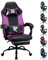 Play haha.Ergonomic Gaming Chair with Footrest, High Back Office Chair with Lumbar Support and Headrest, PU Leather Reclining Swivel Chair for Home and Office (Purple,With footrest)