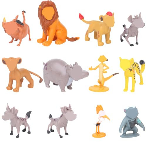 CBOSNF Cartoon Tier Figuren, Löwen Figuren Set, 12 Stück The Lion Mini Figuren Set, Cake Topper Figuren, für Kinder Geburtstagsdeko, Bunt, 4-6cm