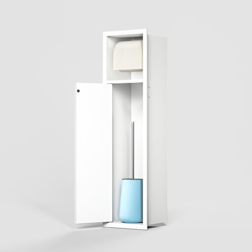 Bernkot Toilettenpapierhalter Unterputz Edelstahl, Unterputz WC Schrankmodul Klopapier aufbewahrung,Badezimmerschrank mit Toilettenpapierhalter Halterung, 63×15cm,Weiß