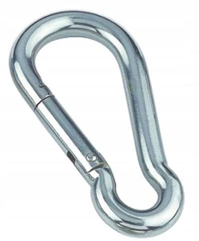BK Shop Karabinerhaken 8x80 mm DIN5299C - Karabiner für Klettern, Segeln, BAU, Landwirtschaft - Hohe Tragfähigkeit - Kleiner Karabiner zur Verbindung von Ketten, Seilen, Planen, Schaukeln