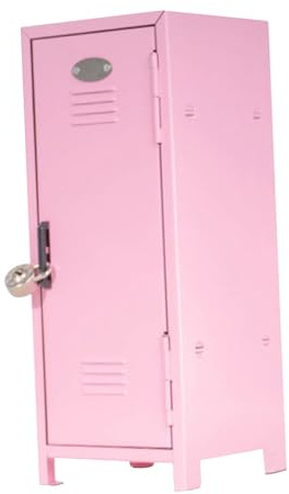 EHJRE Abschließbarer Mini Spind für Mädchen mit Schloss Und Schlüssel, Dekorativer Schreibtischschrank für Spielzeug, Karten, Kosmetik, Hell-pink