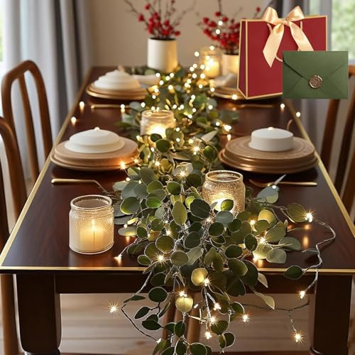 Twinkling Tree Fairy Light Olive Vine, Twinkling Tree Olive Vine, 6ft Faux Vine Light Artificial Greenery Garland, Battery Operated For Mantel & Home Decor (A)