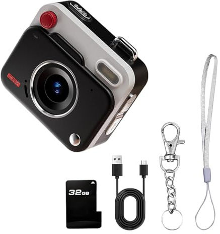Miniatur Retro Kamera 1080P 32 Erweiterbar Mit 3 Riemen Und Smartphone Synchronisierung Für Haustiere Und Abenteuer. Kamera Taschenformat Für Die Fotografie