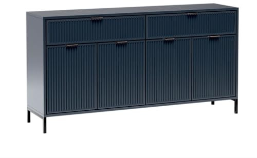 Masseno Kommode ZIGO 165,5 cm Sideboard mit 2 Schubladen und 4 Türen für Wohnzimmer Schlafzimmer Modern 165,5x40,6x86 cm Blau