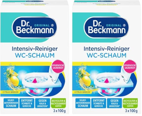 Dr. Beckmann Intensiv - Reiniger WC-Schaum Citrus | 6 x 100 g | Selbstaktivierender Schaum | Portionsbeutel | Reinigt schwer erreichbare Stellen | Frischer Citrusduft