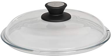 SKK 048 Glasdeckel mit SKK-Knopf, rund, 28cm, passend für Töpfe und Bratpfannen mit 28 cm Durchmesser, hitzebeständiger Deckel