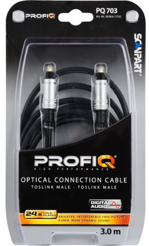 Scan Part Profi Q Optisches Verbindungskabel (24k vergoldet, doppelt abgeschirmt, Toslink (ODT) Stecker, 3m)
