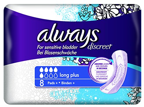 Always Discreet Inkontinenz Binden für mittlere Blasenschwäche - Long Plus, 2er Pack (2 x 8 Stück)