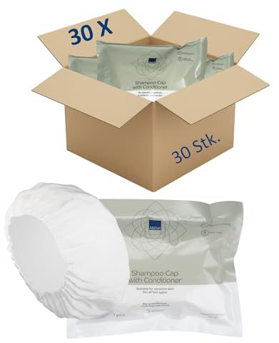 ABENA Shampoo Haube 30er Pack – Duschhaube mit Conditioner, sanfte Waschhaube ohne Wasser, praktische Haarwaschhauben für Bettlägerige, Shampoo Cap für empfindliche Kopfhaut, als Duschhaube Damen