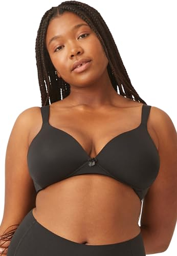 Naturana® Women's Wireless Bra [Cup A-D] | 100% Padded Straps | Wire-Free Bra with Seamless Cups | Women's Bra with Underbust Band 42 Black A