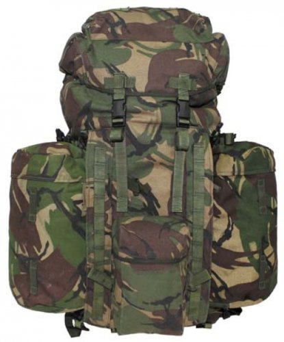 Brit. Rucksack, PLCE, Seitentaschen, DPM tarn, gebr.