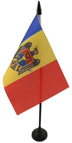 AZ FLAG - Tischflagge Moldawien - 15x10 cm - Moldauische Tischfahne 10 x 15 Cm - Flaggen