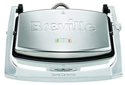 Breville Tostiera con Rivestimento DuraCeramic 1000 W, Piastre Lisce, Argento