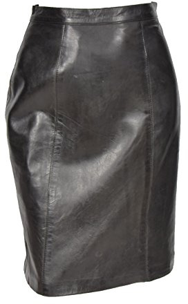 Womens Real Soft Leather Skirt Black Straight Fitted Pencil Skirt Back Vent Lucy (14)