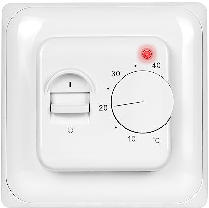 Mi-Heat MST1 Unterputz Raumthermostat mit Bodenfühler - weiß - Thermostat für elektrische Fußbodenheizung