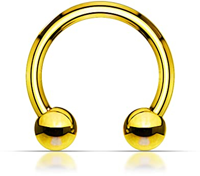 Monster Piercing 16 Gauge - 8MM Durchmesser Gold eloxiert 316L Chirurgenstahl CBB Hufeisen Septum mit Ball Nasenring Piercingschmuck