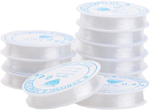Bkrdty Elastische Schnur 10 Rollen Transparent Perlen Faden 0.4mm 10m für Perlenschmuck Armbänder Kind Basteln Handwerk