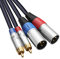 Tisino Doppio cavo da RCA a XLR, 2 RCA a 2 XLR Maschio HiFi Connessione audio stereo Cavo del microfono Cavo del percorso del cavo- 3M