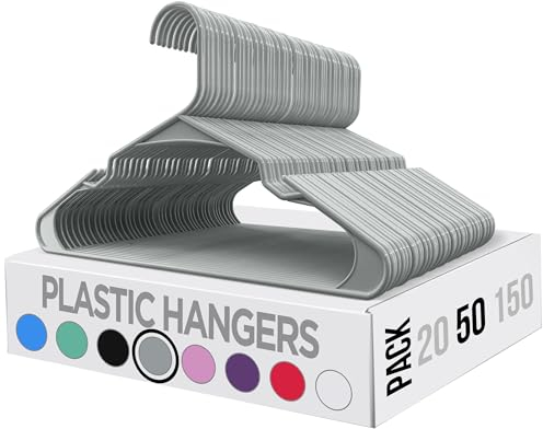 Utopia Home 50er-Pack Kunststoffbügel Platzsparende, langlebige Bügel mit Schulterrillen, grau