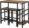 HOMCOM Set Tavolo 2 Sgabelli Alti da Bar in Legno Isola Cucina con Portabottiglie e Portabicchieri in Stile Industriale