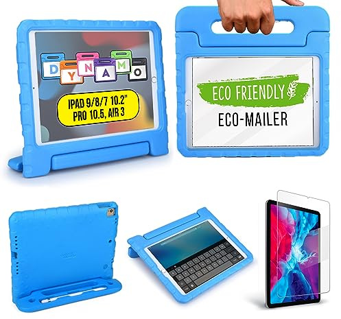 Official Cooper Dynamo iPad 9th Generation Case for Kids fits iPad 10.2, 8th, 7th Gen, Air 3, Pro 10.5 | Rugged, Lightweight, Kids Proof Case with Magic Handle & Stand, Pencil Holder (Candy Blue)