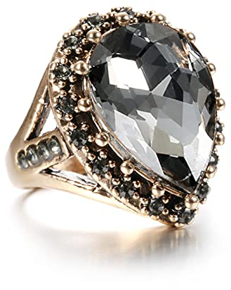 DOOLY Boho Ethnische Braut Hochzeit Kristall Ring Antike Gold Farbe Große Zirkon Stein Ringe Für Frauen Türkische Schmucksachen