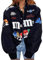 Onsoyours Blouson Bomber Femme Manches Longues Vintage Veste Bomber Casual Zipper Jacket College Poches Coupe-Vent Baseball Blouson Sweat Veste O Noir L