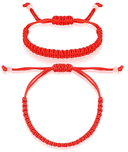 BBTO Dalia Kabbalah Armband mit Rotem Faden Verstellbares Schnur Armkette Feng Shui Geflochtene Armkette Glücksbringer Armband für Damen Herren
