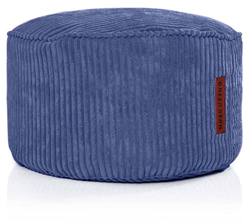 Green Bean Pouf-Kissen 45x25cm mit EPS-Perlen Füllung & Cordstoff Bodenkissen Liegekissen Sitzkissen Sitzhocker Sessel Kinder Erwachsene Stoff Hocker Ablage Dunkelblau