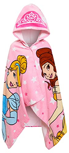 Disney Toalla con Capucha Kids Princess 100% algodón Poncho para niñas Toalla de baño grande para niños Playa Piscina Envoltura cálida Natación Cambio de Cubierta