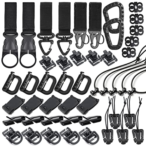INLAZYTIM 48 Teiliges Taktisches Ausrüstungsclip Set Molle Gurtbandbefestigungen für Rucksack