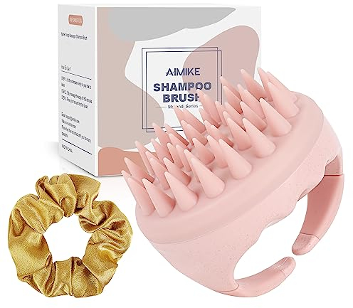 AIMIKE Spazzola Cuoio Capelluto, Massaggiatore Cuoio Capelluto per Capelli Bagnati Asciutti, Spazzola per Capelli in Silicone per la Crescita dei Capelli, Shampoo Massaggiare Riduce la Forfora-Rosa
