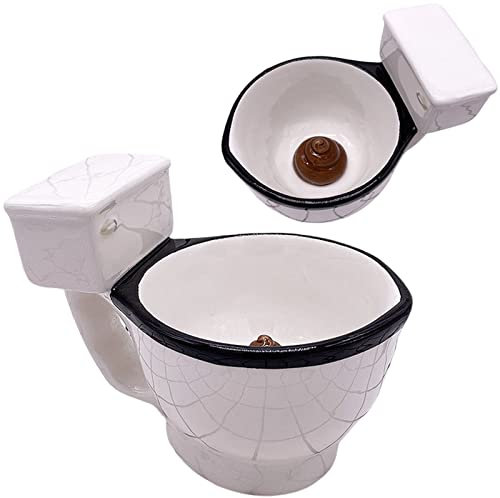 Taza de café para inodoro de 300 ml con asa, taza de cerámica para café, té, leche, helado