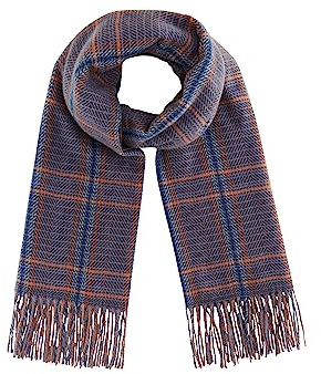 TOM TAILOR Damen 1037719 Schal mit Karomuster, 32427-navy orange Check Woven, OneSize