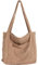 WantGor Cord Tasche Damen Umhängetasche mit Reißverschluss, Groß Handtasche Tote Bag Shopper Schultertaschen für Schule Arbeit Reisen Einkaufen Alltag (Khaki)